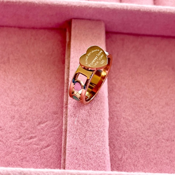 Jewelry - Stainless Steel Silver or Rose gold return to forever love teal pink heart ring